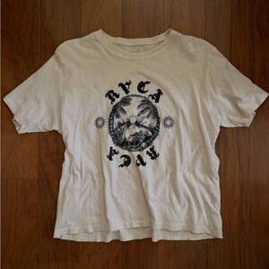 RVCA Cream Tee with Black Graphic Accent